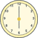時計 イラスト クレヨン風 6時 イエロー 無料