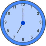 時計 イラスト クレヨン風 7時 ブルー 無料