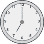 時計 イラスト クレヨン風 7時 グレー 無料