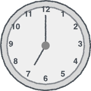時計 イラスト クレヨン風 7時 グレー 無料