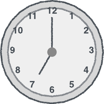 時計 イラスト クレヨン風 7時 グレー 無料