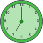 時計 イラスト クレヨン風 7時 グリーン 無料