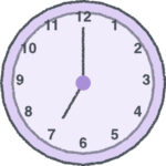 時計 イラスト クレヨン風 7時 ラベンダー 無料