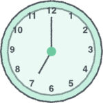 時計 イラスト クレヨン風 7時 ミント 無料