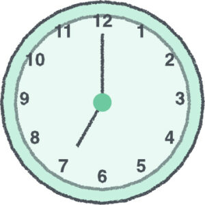 時計 イラスト クレヨン風 7時 ミント 無料