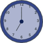時計 イラスト クレヨン風 7時 ネイビー 無料
