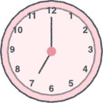 時計 イラスト クレヨン風 7時 ピンク 無料