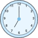 時計 イラスト クレヨン風 7時 スカイブルー 無料