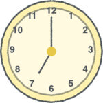 時計 イラスト クレヨン風 7時 イエロー 無料