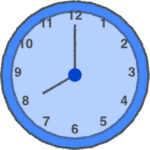 時計 イラスト クレヨン風 8時 ブルー 無料