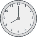 時計 イラスト クレヨン風 8時 グレー 無料
