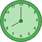 時計 イラスト クレヨン風 8時 グリーン 無料