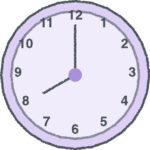時計 イラスト クレヨン風 8時 ラベンダー 無料