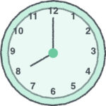 時計 イラスト クレヨン風 8時 ミント 無料