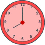 時計 イラスト クレヨン風 8時 レッド 無料