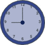 時計 イラスト クレヨン風 9時 ネイビー 無料