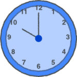 時計 イラスト クレヨン風 10時 ブルー 無料