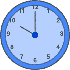 時計 イラスト クレヨン風 10時 ブルー 無料