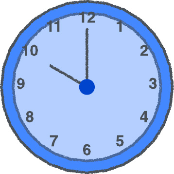 時計 イラスト クレヨン風 10時 ブルー 無料