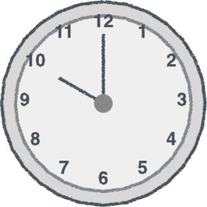 時計 イラスト クレヨン風 10時 グレー 無料