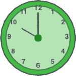 時計 イラスト クレヨン風 10時 グリーン 無料