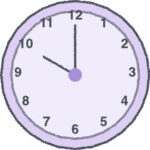 時計 イラスト クレヨン風 10時 ラベンダー 無料