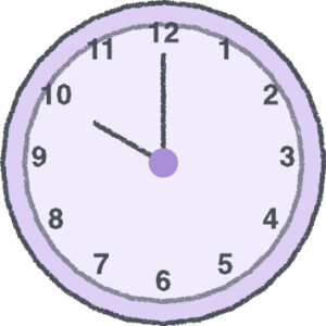 時計 イラスト クレヨン風 10時 ラベンダー 無料