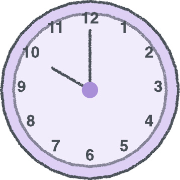 時計 イラスト クレヨン風 10時 ラベンダー 無料