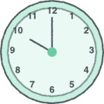 時計 イラスト クレヨン風 10時 ミント 無料