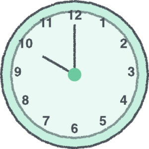 時計 イラスト クレヨン風 10時 ミント 無料