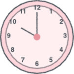 時計 イラスト クレヨン風 10時 ピンク 無料
