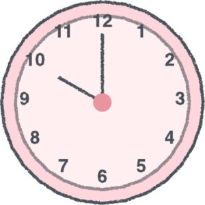時計 イラスト クレヨン風 10時 ピンク 無料