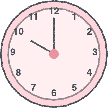 時計 イラスト クレヨン風 10時 ピンク 無料