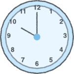 時計 イラスト クレヨン風 10時 スカイブルー 無料