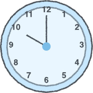 時計 イラスト クレヨン風 10時 スカイブルー 無料