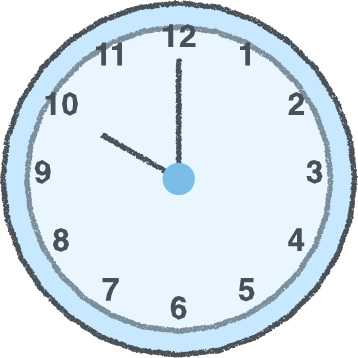 時計 イラスト クレヨン風 10時 スカイブルー 無料