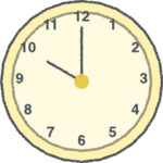 時計 イラスト クレヨン風 10時 イエロー 無料