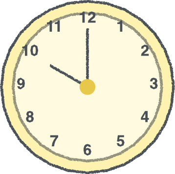 時計 イラスト クレヨン風 10時 イエロー 無料