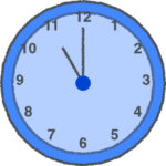 時計 イラスト クレヨン風 11時 ブルー 無料