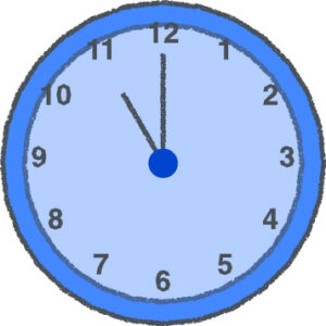 時計 イラスト クレヨン風 11時 ブルー 無料