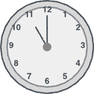 時計 イラスト クレヨン風 11時 グレー 無料