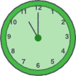 時計 イラスト クレヨン風 11時 グリーン 無料