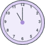 時計 イラスト クレヨン風 11時 ラベンダー 無料