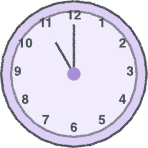 時計 イラスト クレヨン風 11時 ラベンダー 無料