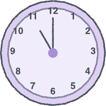 時計 イラスト クレヨン風 11時 ラベンダー 無料