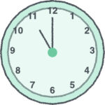 時計 イラスト クレヨン風 11時 ミント 無料