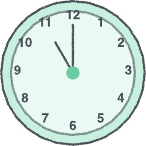 時計 イラスト クレヨン風 11時 ミント 無料