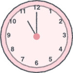 時計 イラスト クレヨン風 11時 ピンク 無料