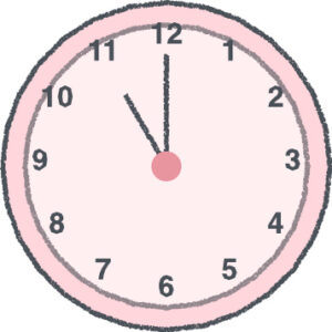 時計 イラスト クレヨン風 11時 ピンク 無料
