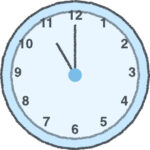 時計 イラスト クレヨン風 11時 スカイブルー 無料